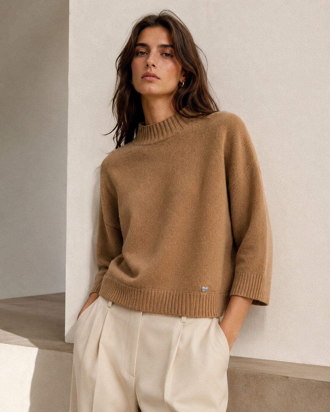 turtleneck sweater in caramel