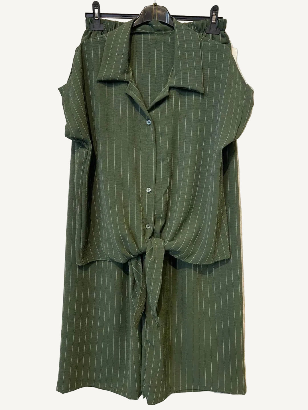 khaki two piece trouser and shirt 