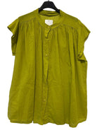 Olive green grandad collar blouse