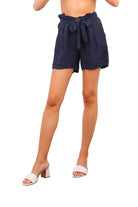 Navy blue shorts with tie waist