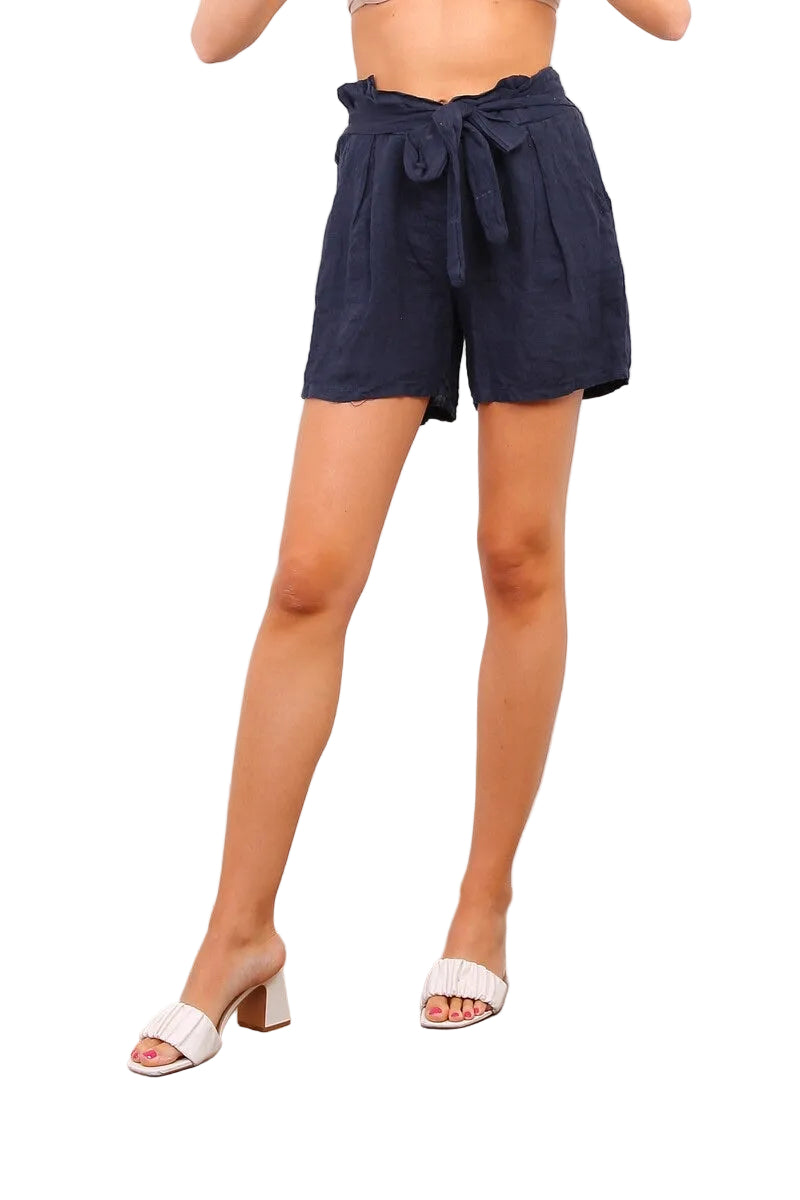 Navy blue shorts with tie waist