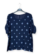 Navy blue polka dot cotton top