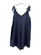 A dark navy blue sleeveless tie-shoulder playsuit