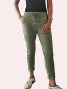 Person wearing green pants 