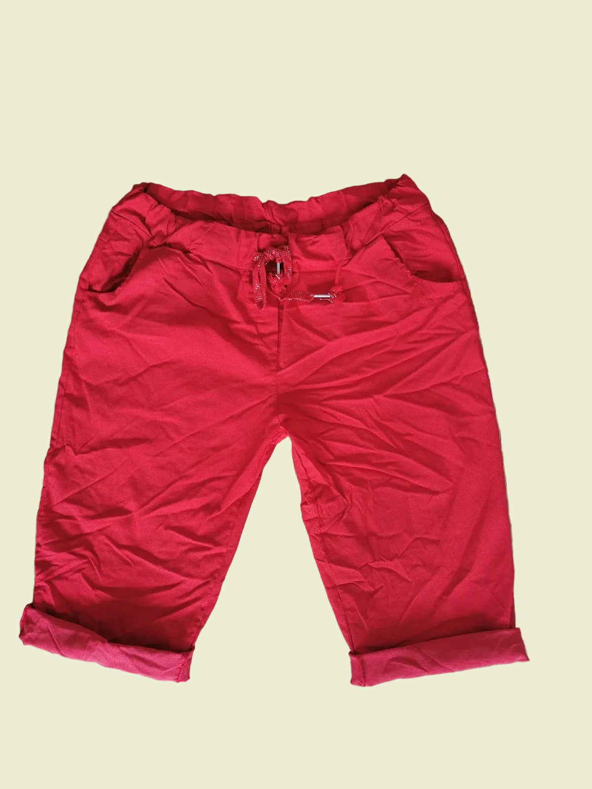 Red plus size bermuda shorts