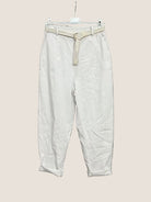 White pants with a belt