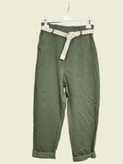 Green pants with a belt 