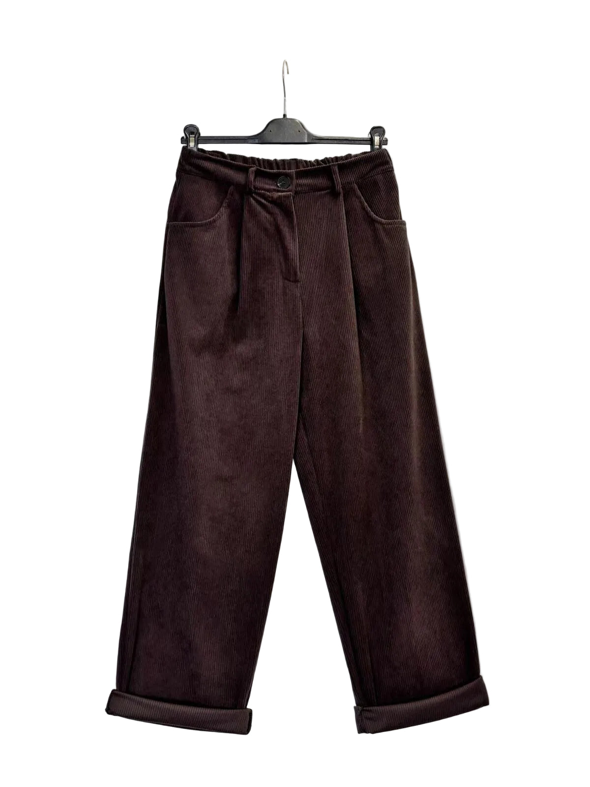 Dark brown corduroy wide-leg trousers 