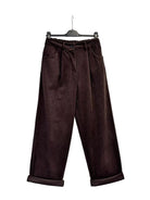 Dark brown corduroy wide-leg trousers 