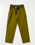 Lime green corduroy trousers with belt