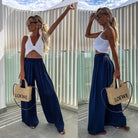 Navy Blue viscose trousers