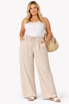 plus size cotton trousers in beige