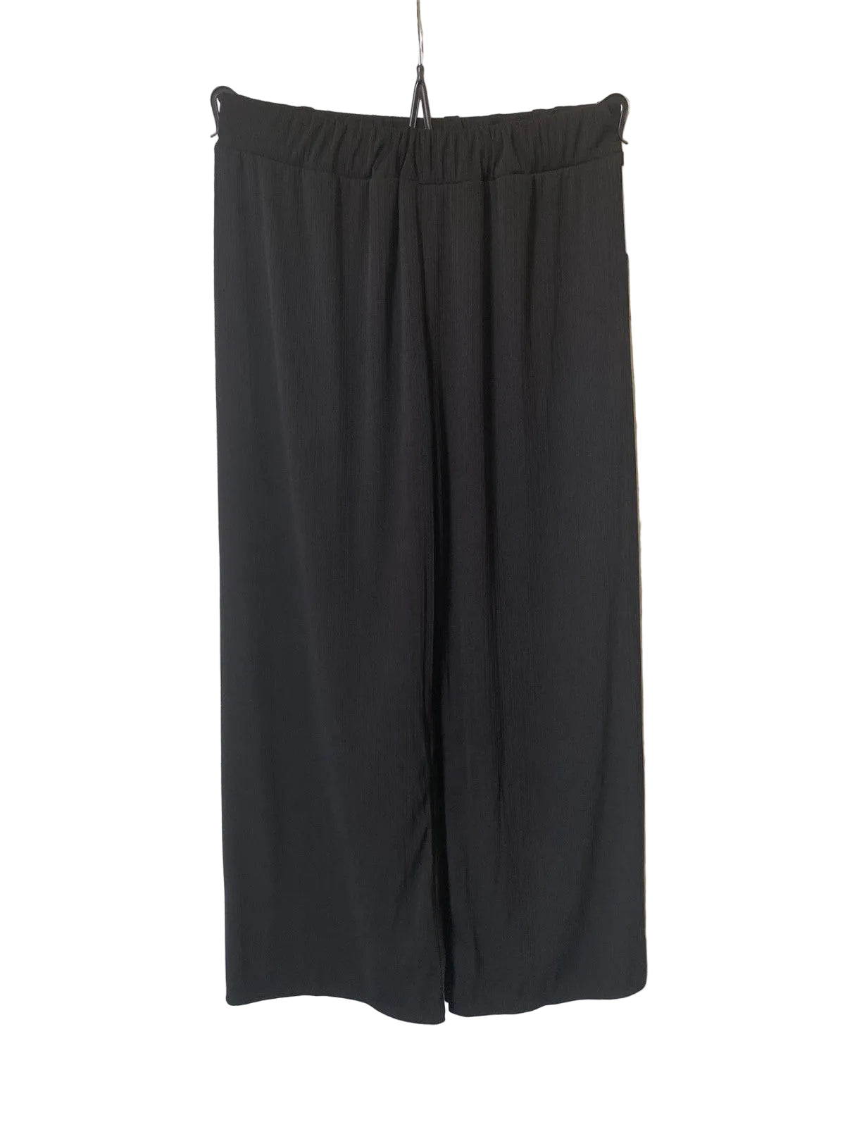 Black wide-leg trousers with elasticated waist