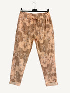 Salmon coloured Floral-patterned pants