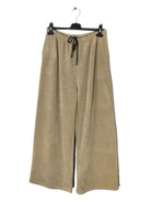 Camel wide leg velvet trosuers