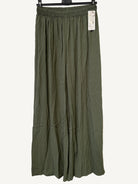 Khaki loose fit viscose trousers 