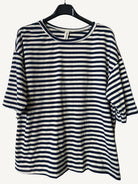 Navy and white striped t shirt 