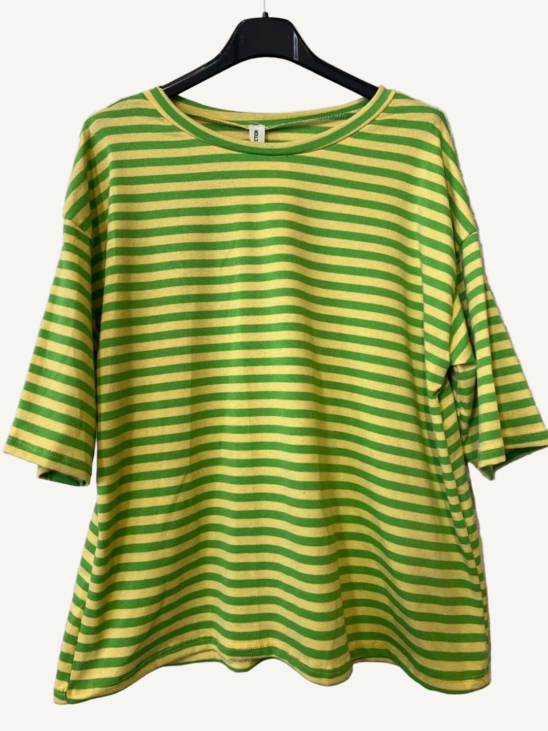 Green and yellow striped  t shirt 