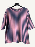 Pink and blue striped t shirt 