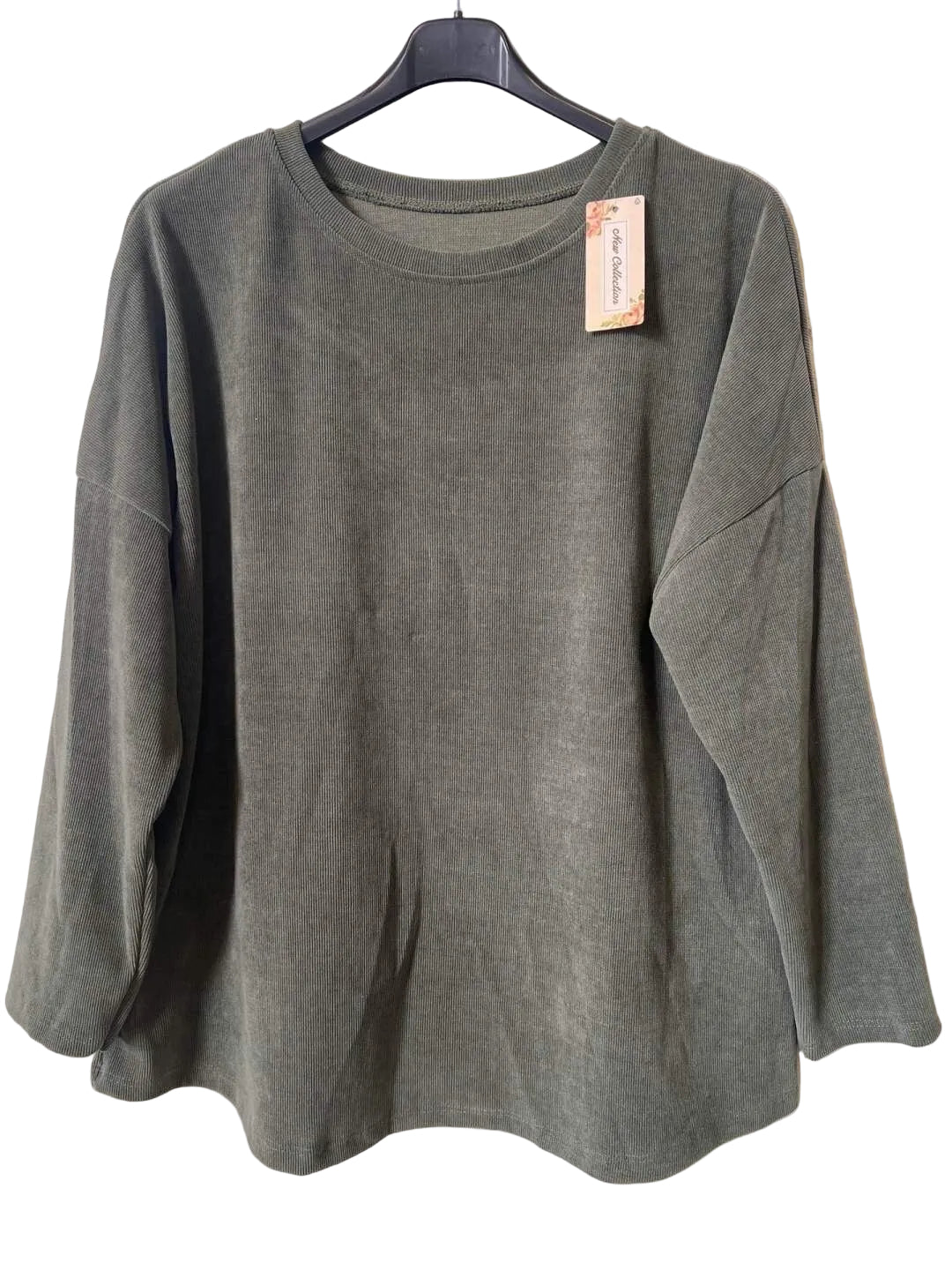 A khaki green long-sleeve top 
