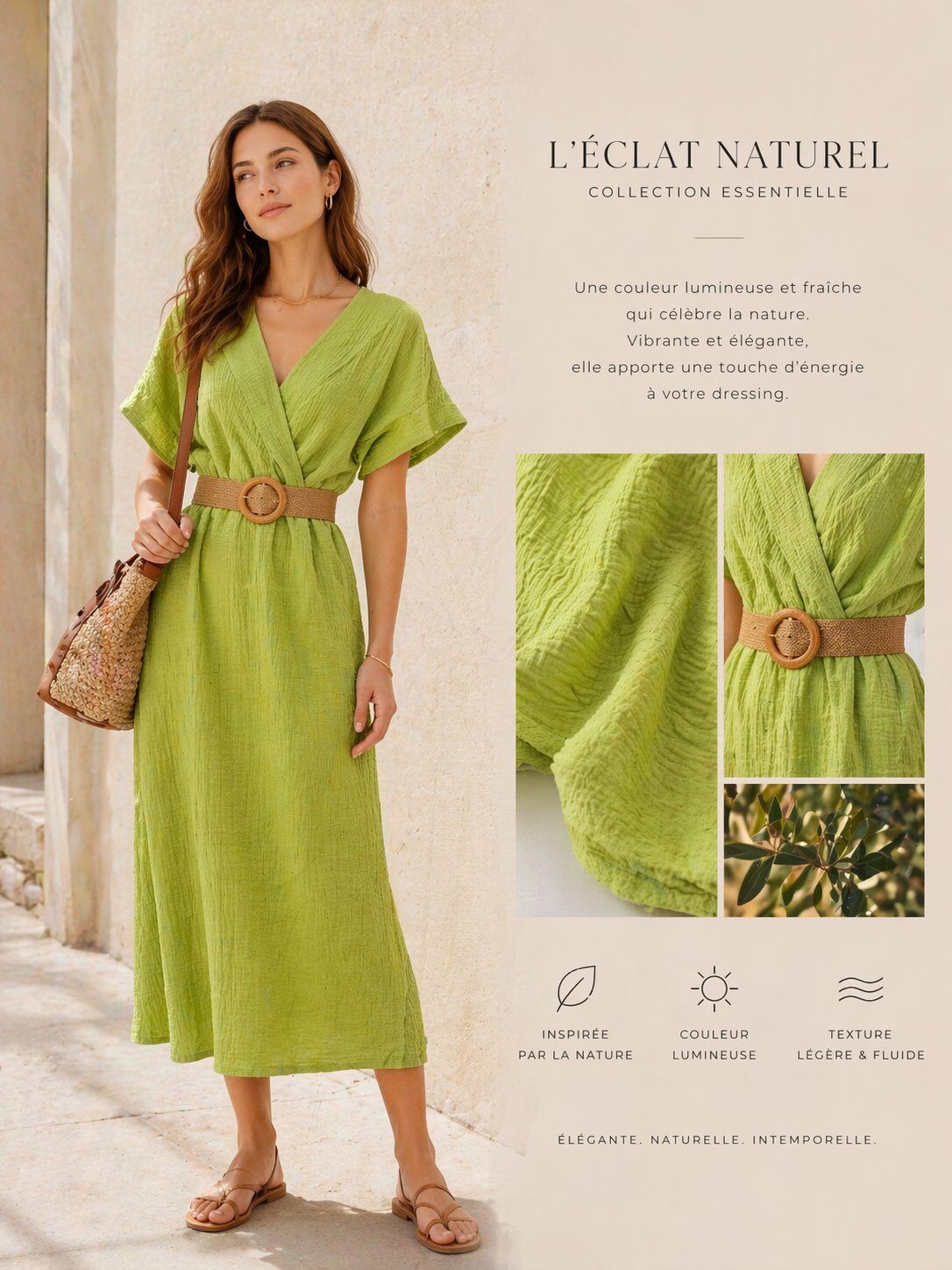 Fluo Green Wrap front dress