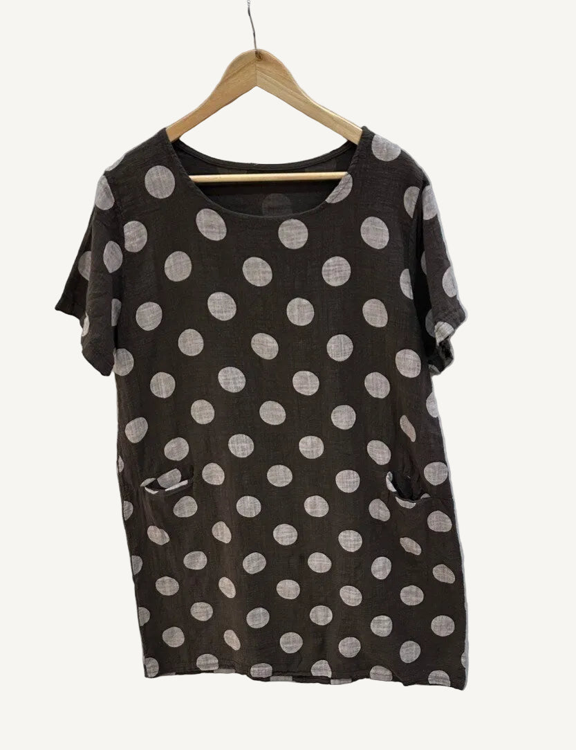 Brown dress with polka dots