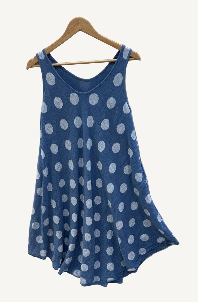 Blue polka dot dress