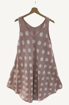 Pink polka dot sleeveless dress