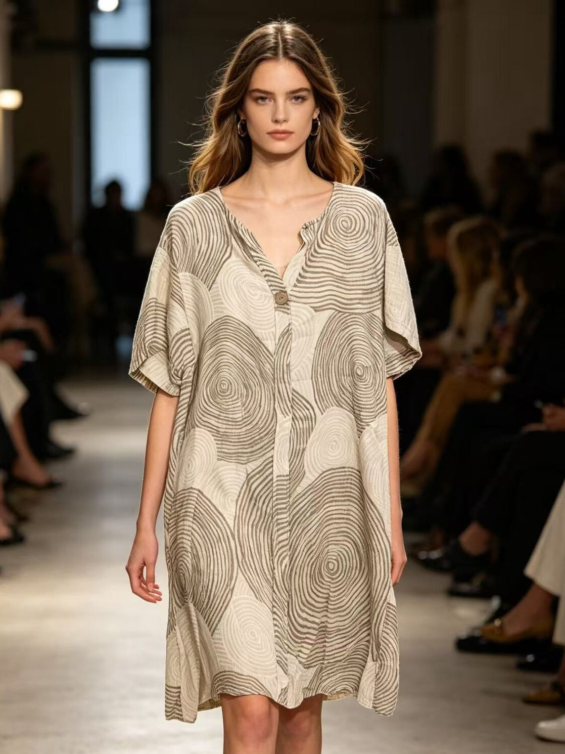 Beige Spiral print dress