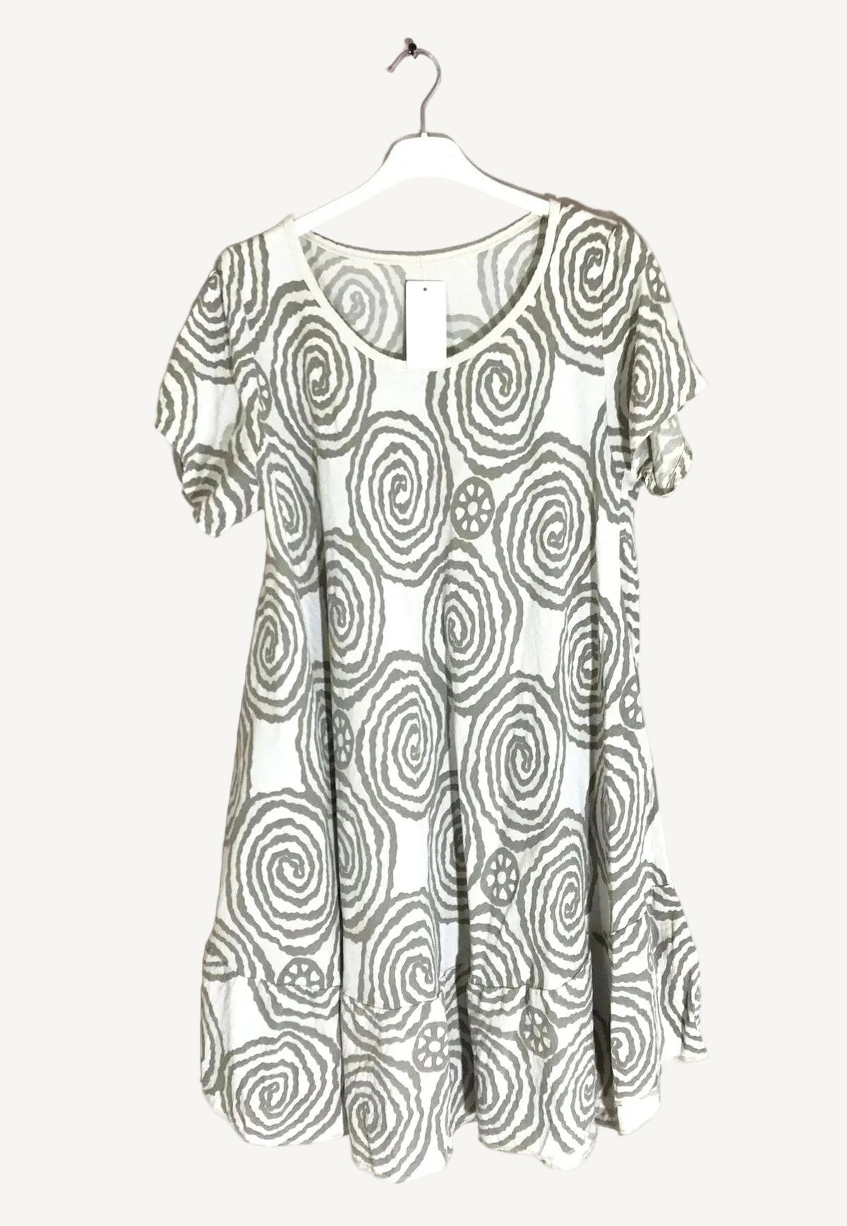 Beige spiral print dress