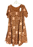 Spiral print dress in brick