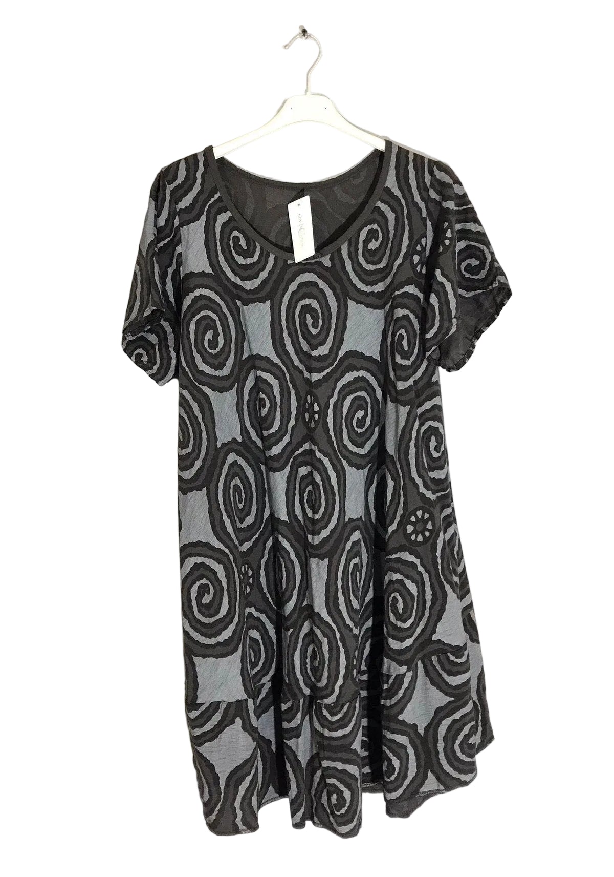 Chocolate brown spiral print dress
