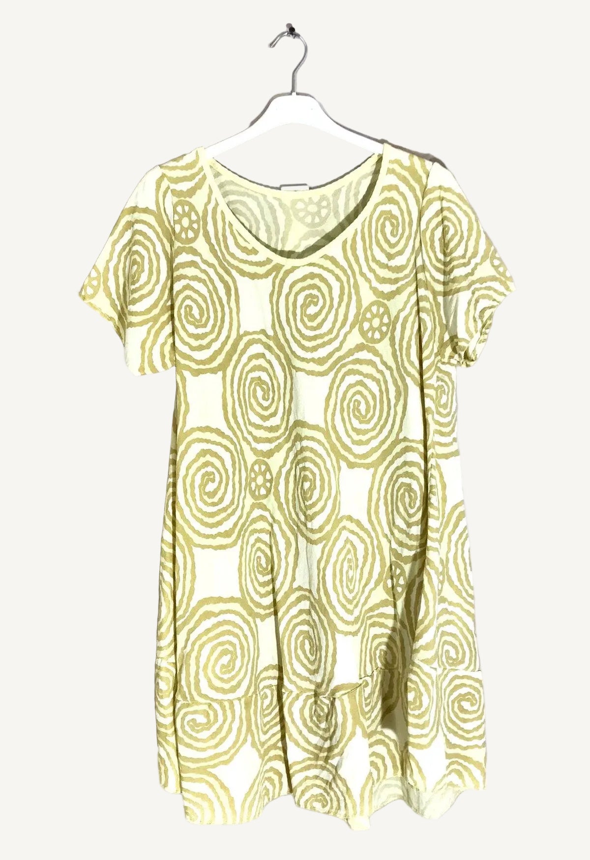 Yellow spiral print dress