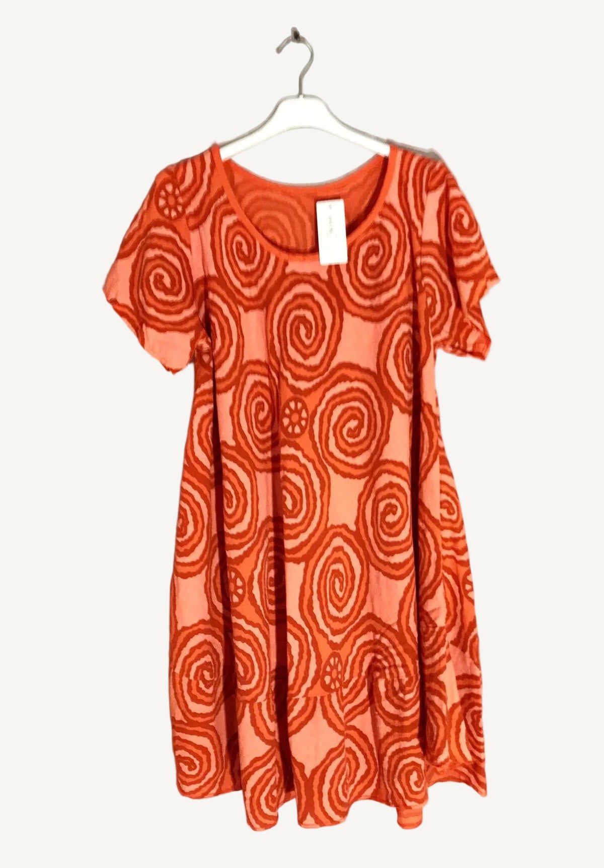 Orange spiral print dress