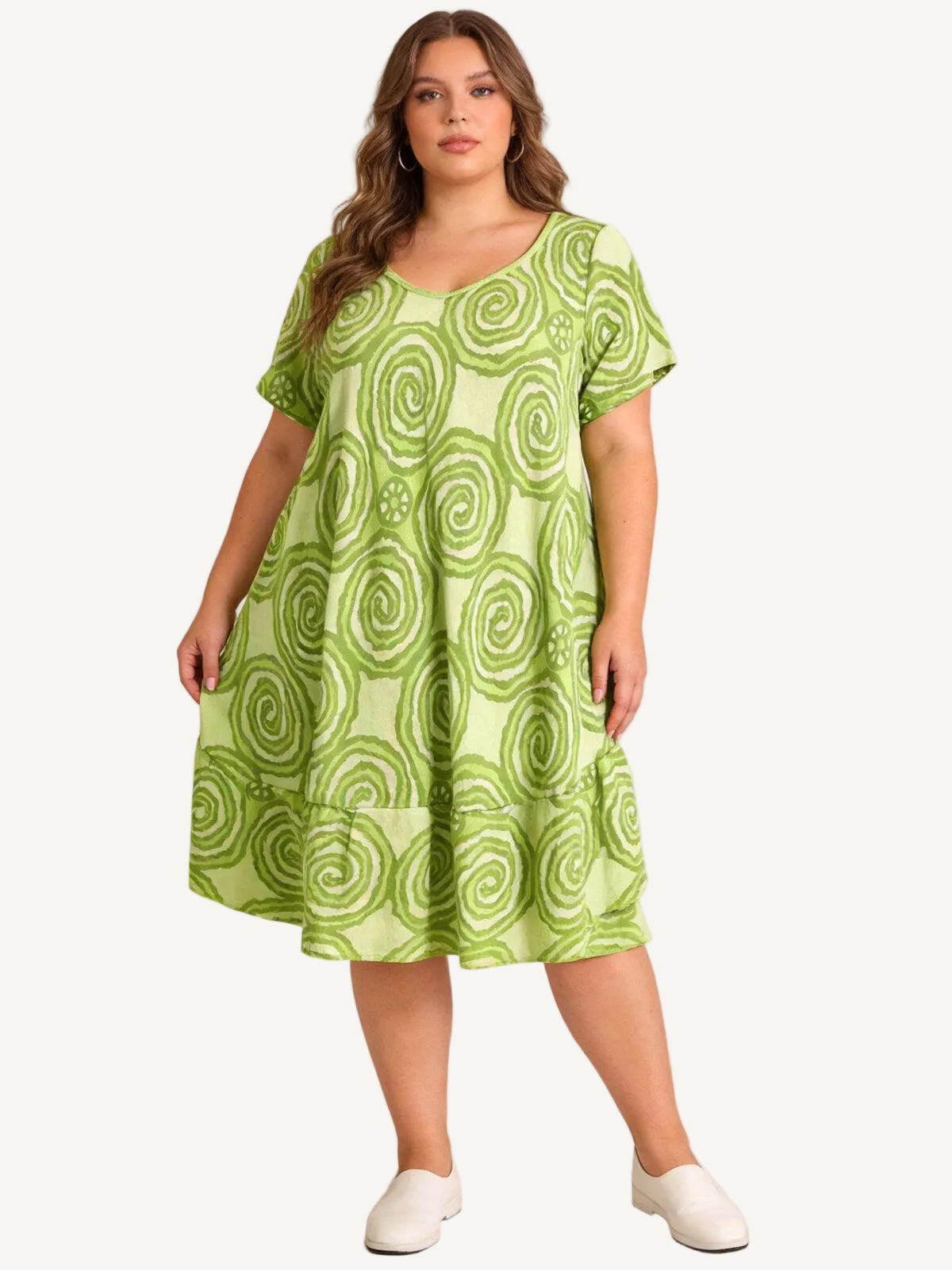 Lime green spiral print dress
