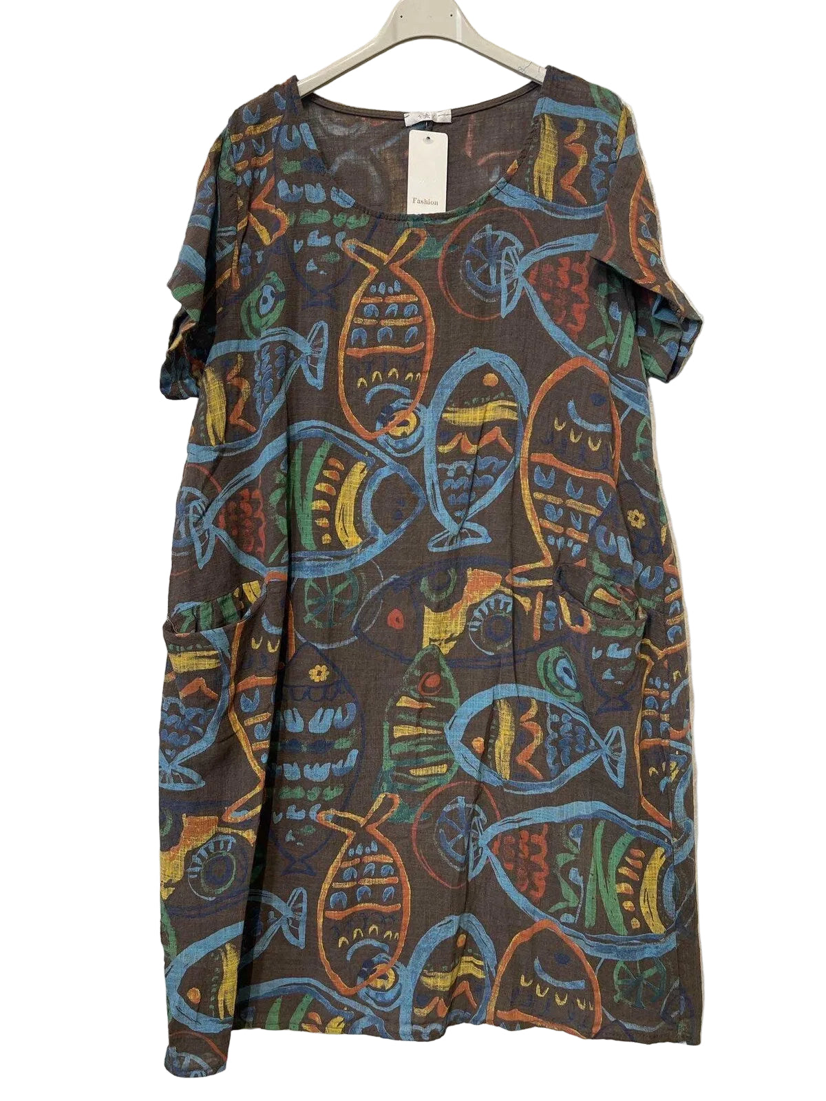Chocolate brown fish print dress