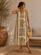 Beige natural print dress