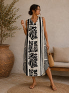 Black natural print dress