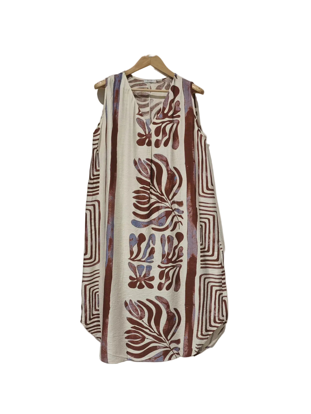 Dark red natural print dress