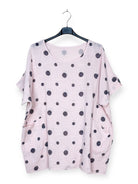Polka dot print top in rose pink plus size