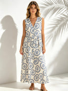 sky blue printed dress plus size