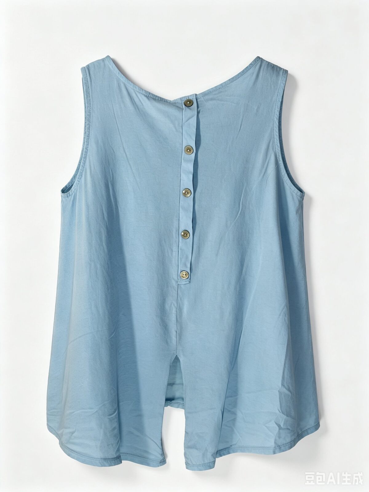 Sky blue sleeveless top with button back 