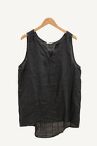 anthracite grey sleeveless top on a hanger 