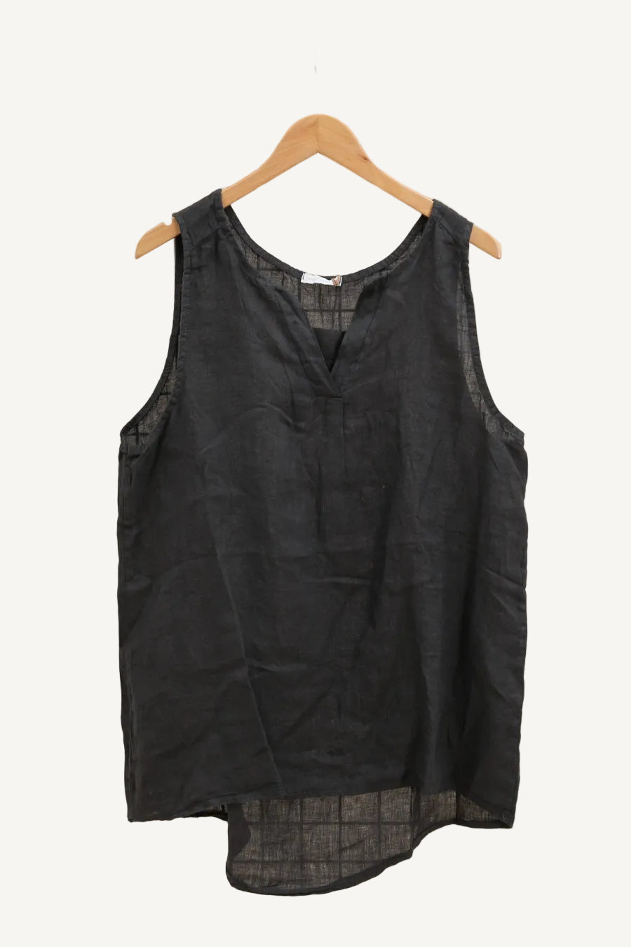 anthracite grey sleeveless top on a hanger 