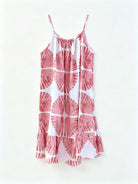 Frilled bottom strappy pink printed dress