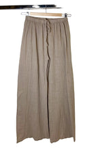 wide leg taupe cotton trousers