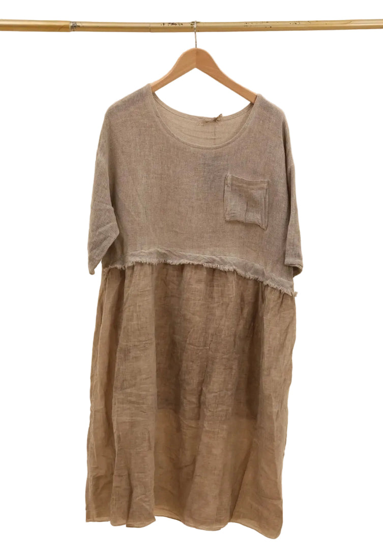 Taupe linen cotton mix dress