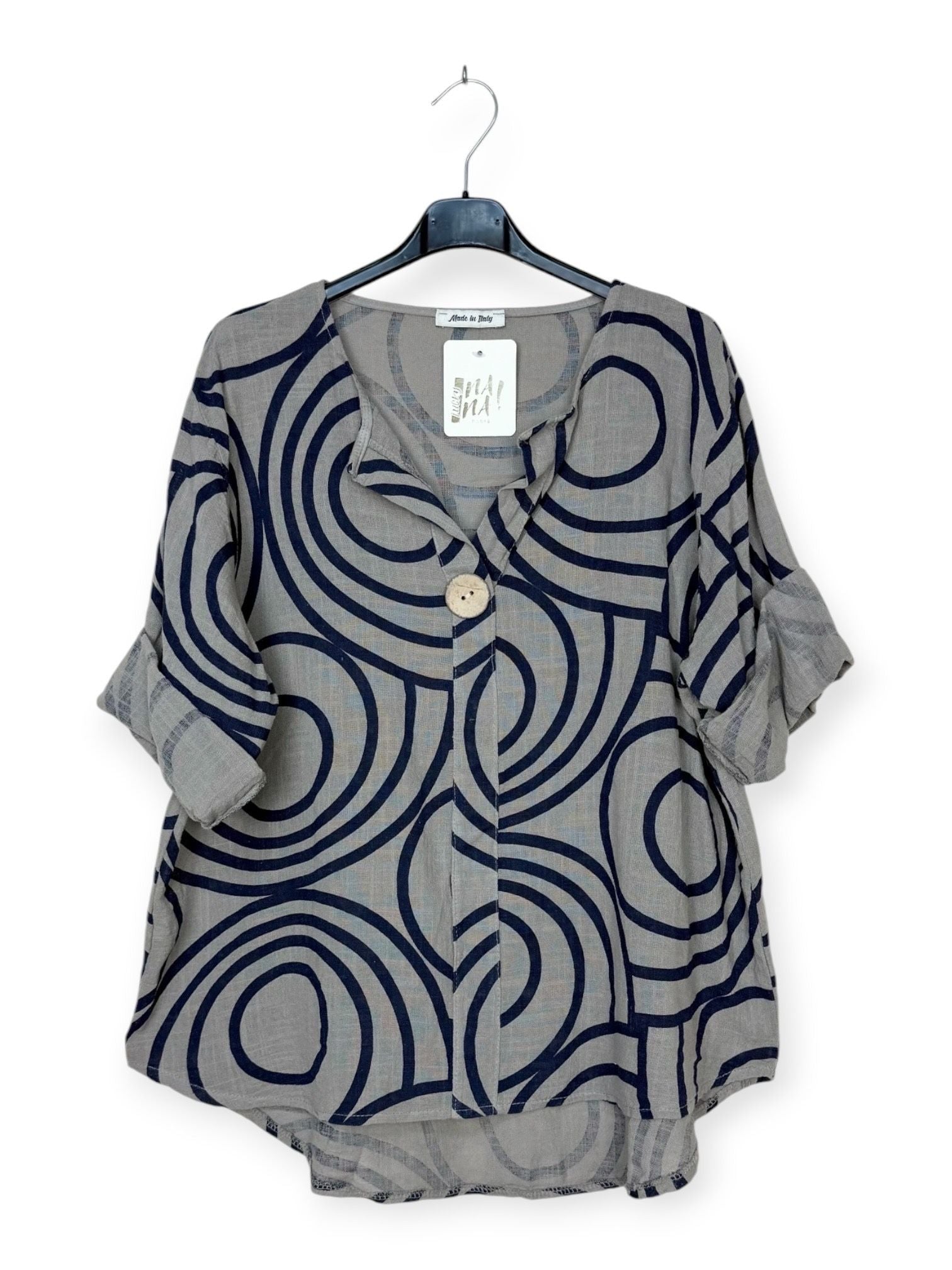 taupe printed cotton top