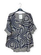 taupe printed cotton top