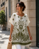 Khaki print tunic top